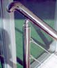 Extreme close up of balustrading handrail and wire inserts